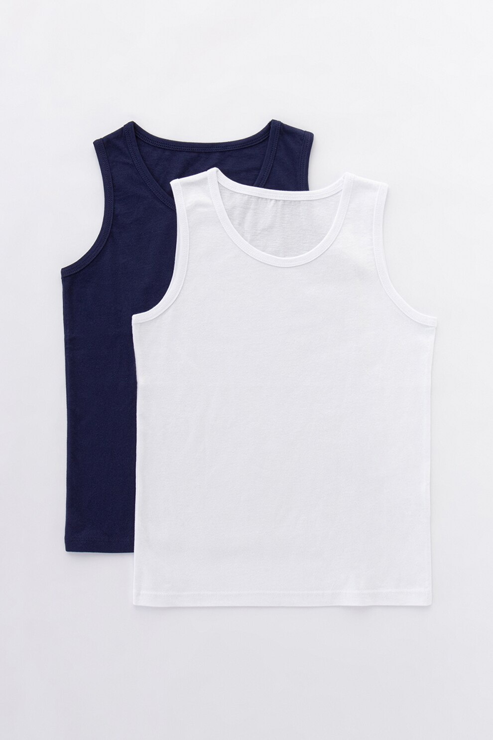 Penti, Set de top-uri din bumbac Simple - 2 piese, Bleumarin/Alb