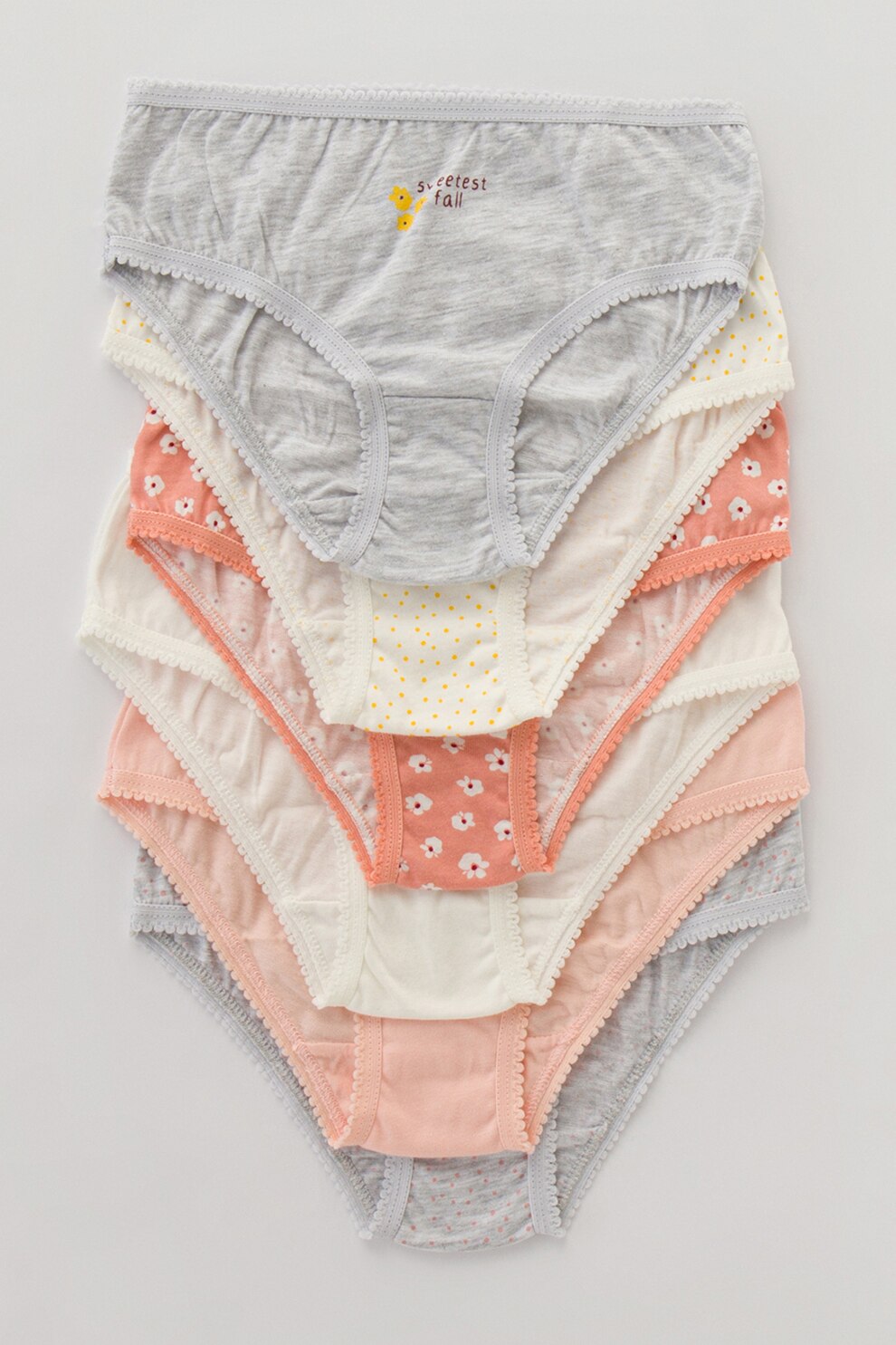 Penti, Set de chiloti cu terminatii valurite - 6 perechi, Multicolora, 110 CM