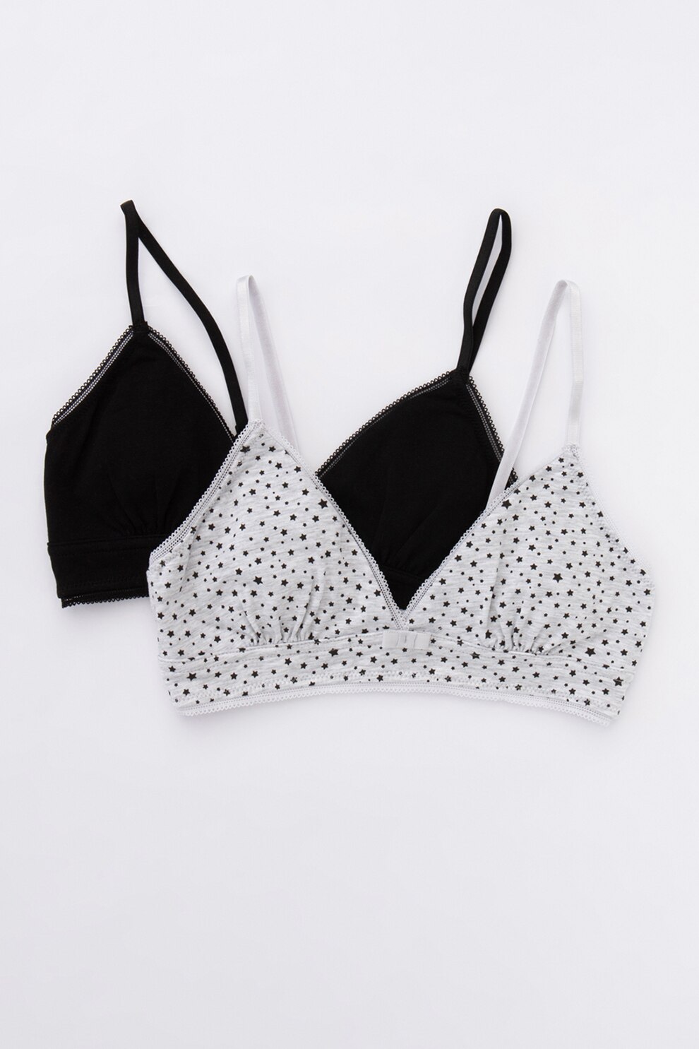 Penti, Set de sutiene fara sustinere metalica - 2 piese, Negru/Alb, 65A