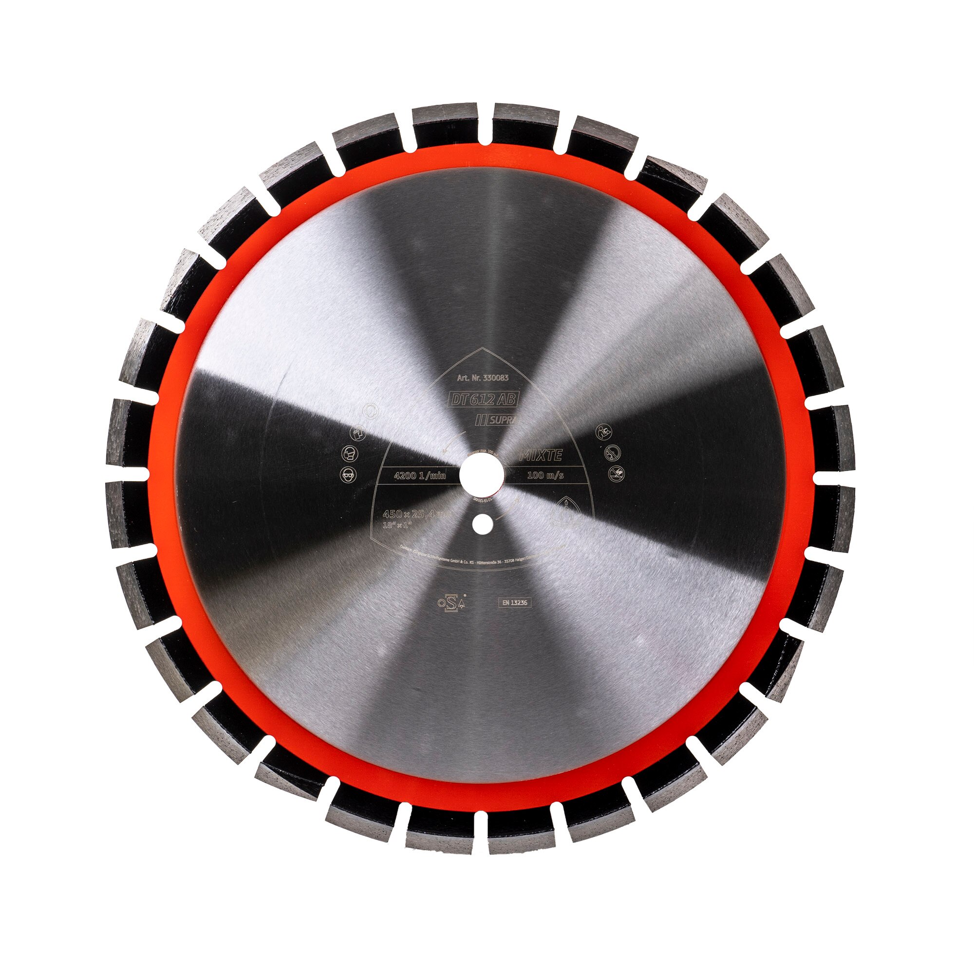 Disc diamantat de debitare Klingspor DT 612AB Supra, 450x25.4mm, 28Segmenti / EXT 330083