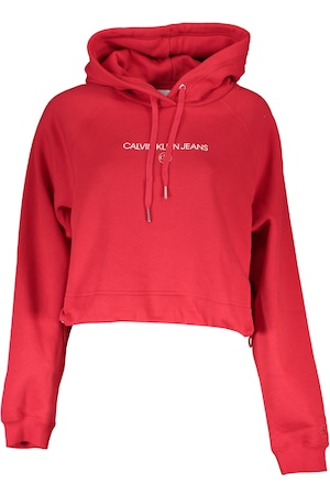 Bluza dama, Calvin Klein, cropp top, cu gluga, rosu, XS