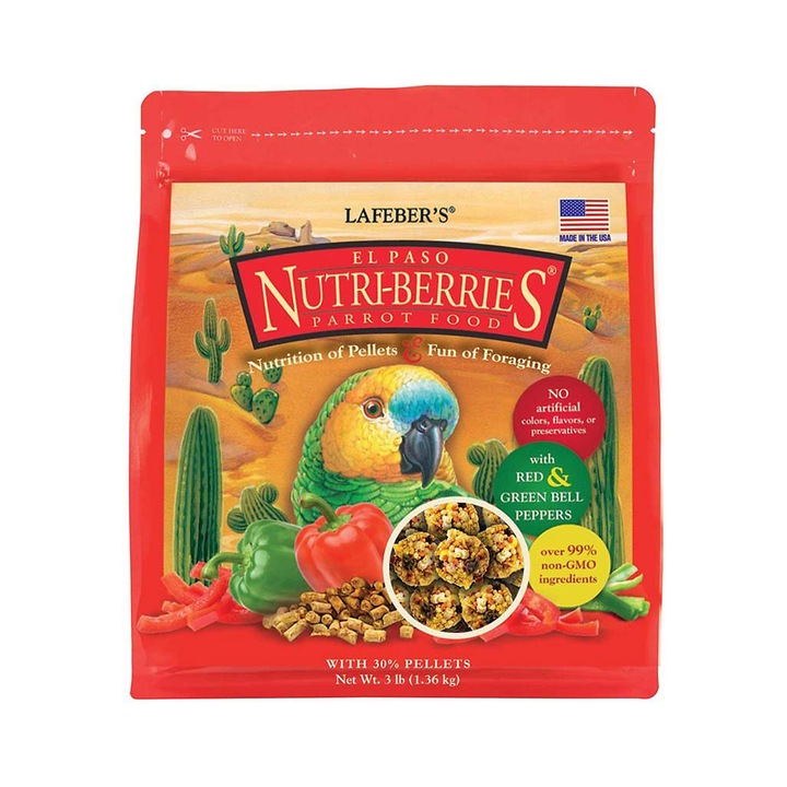 Hrana cu ardei gras, condimente exotice si ardei iute pentru papagali, Lafeber - El Paso Nutri-Berries, 1,36 kg