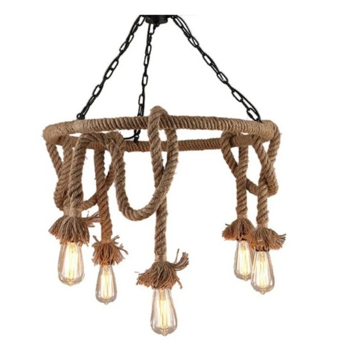 Лампа Rea Toolight APP677-5CP, Въжен, Рустикален