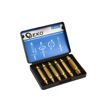 Set 6 extractoare HSS4341 cu doua capete pentru suruburi rupte Geko G38591 Set 6 extractoare HSS4341 cu doua capete pentru suruburi rupte Geko G38591