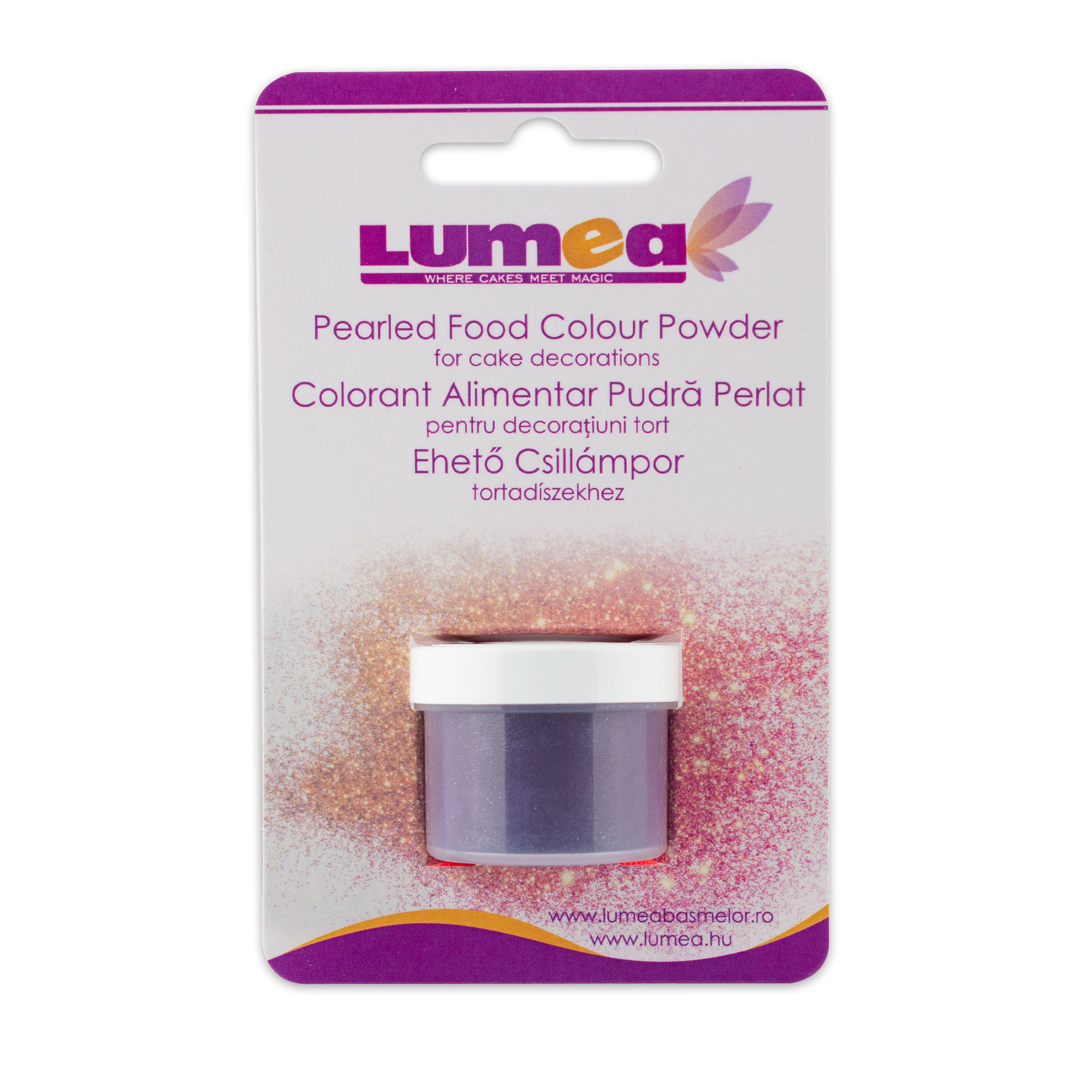Colorant alimentar pudra de suprafata Purpuriu sclipitor, 3g - Lumea Colors