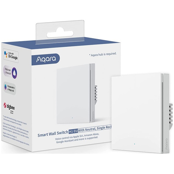 Смарт превключвател Aqara Smart Wall Switch H1 (With Neutral – Single rocker)