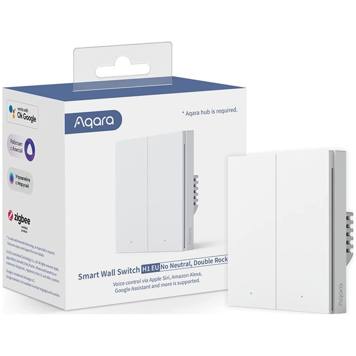 Смарт превключвател Aqara Smart Wall Switch H1 (With Neutral - Double Rocker)