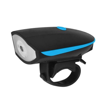 Far bicicleta cu claxon incorporat, reincarcabil USB, 5 tonalitati, 140 dB, culoare albastra Far bicicleta cu claxon incorporat, reincarcabil USB, 5 tonalitati, 140 dB, culoare albastra