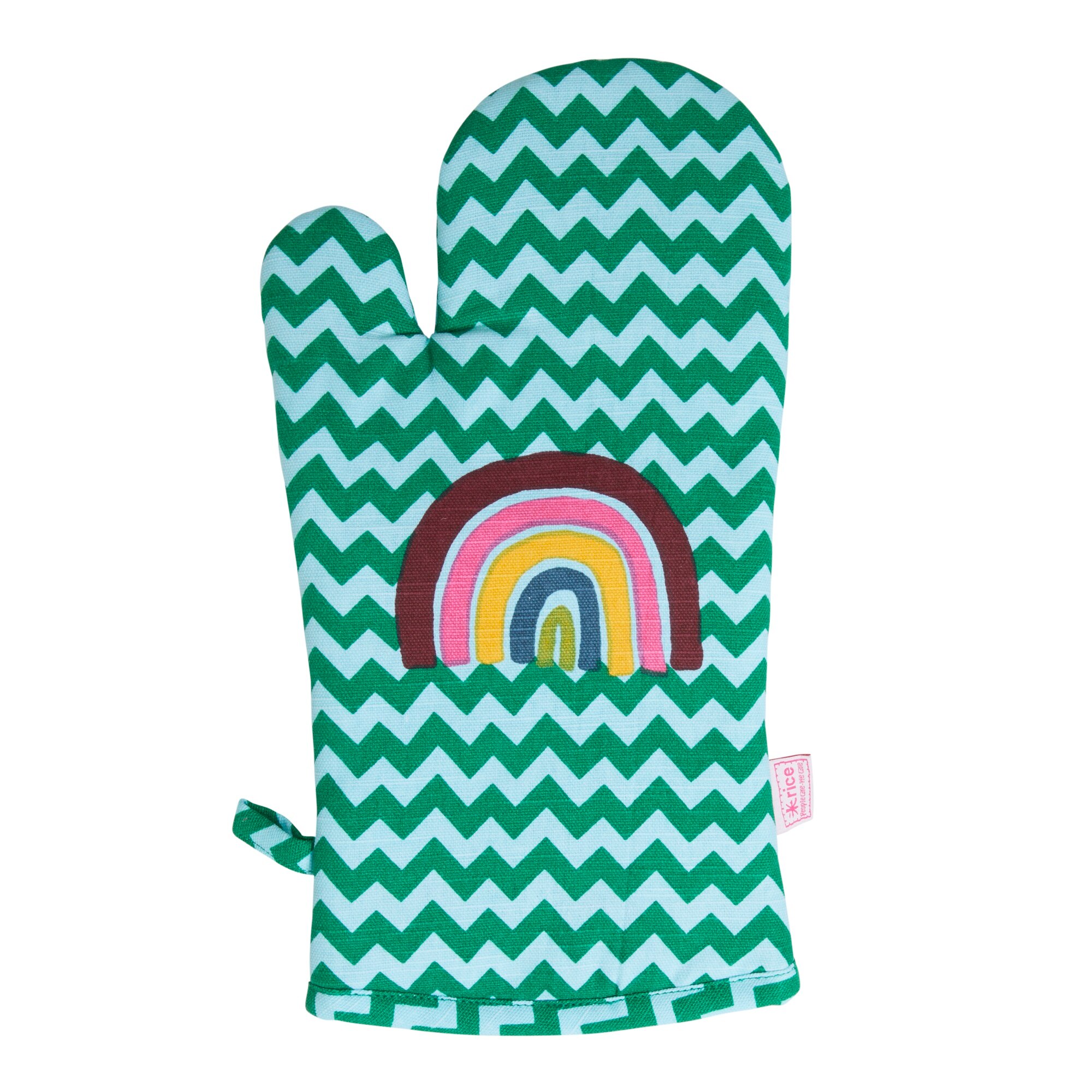 Manusa de protectie pentru cuptor din bumbac, Rice, model ZigZag verde