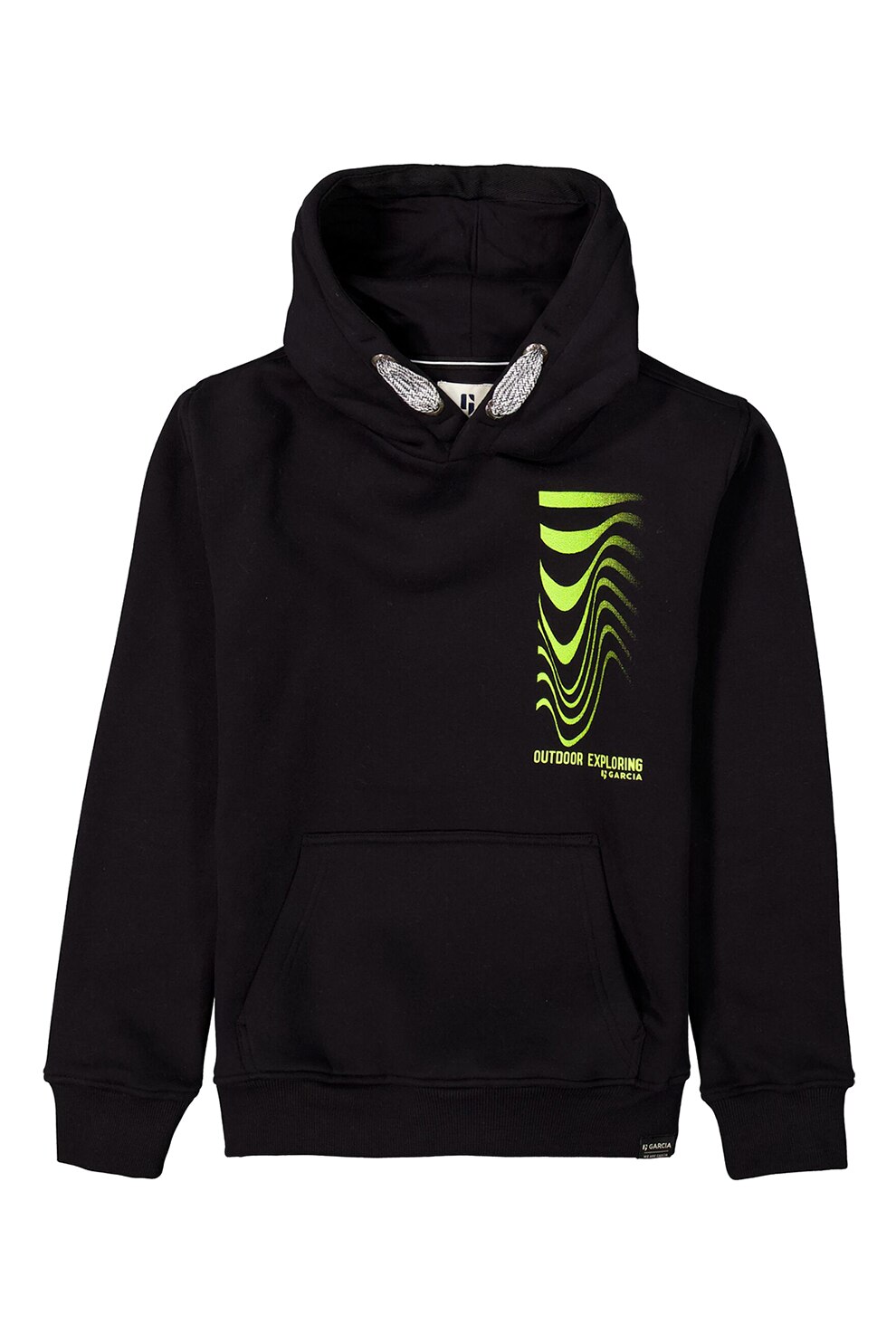 Garcia, Hanorac cu imprimeu si buzunar kangaroo, Negru