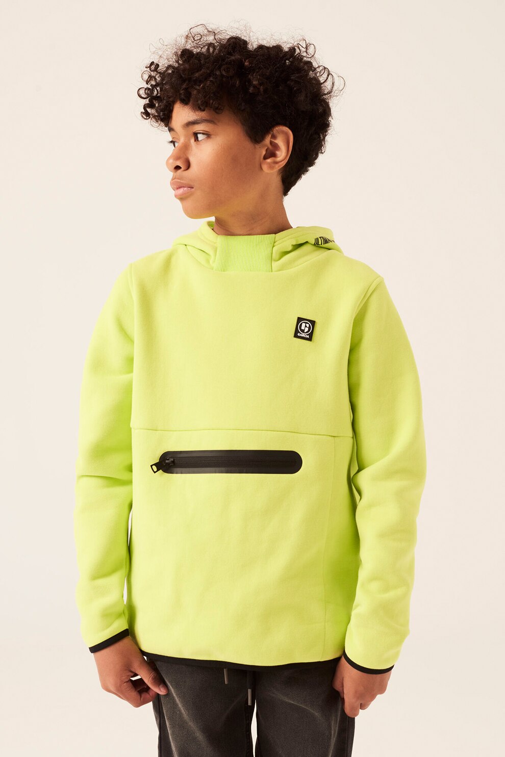 Garcia, Hanorac din amestec de bumbac cu buzunar, Verde lime