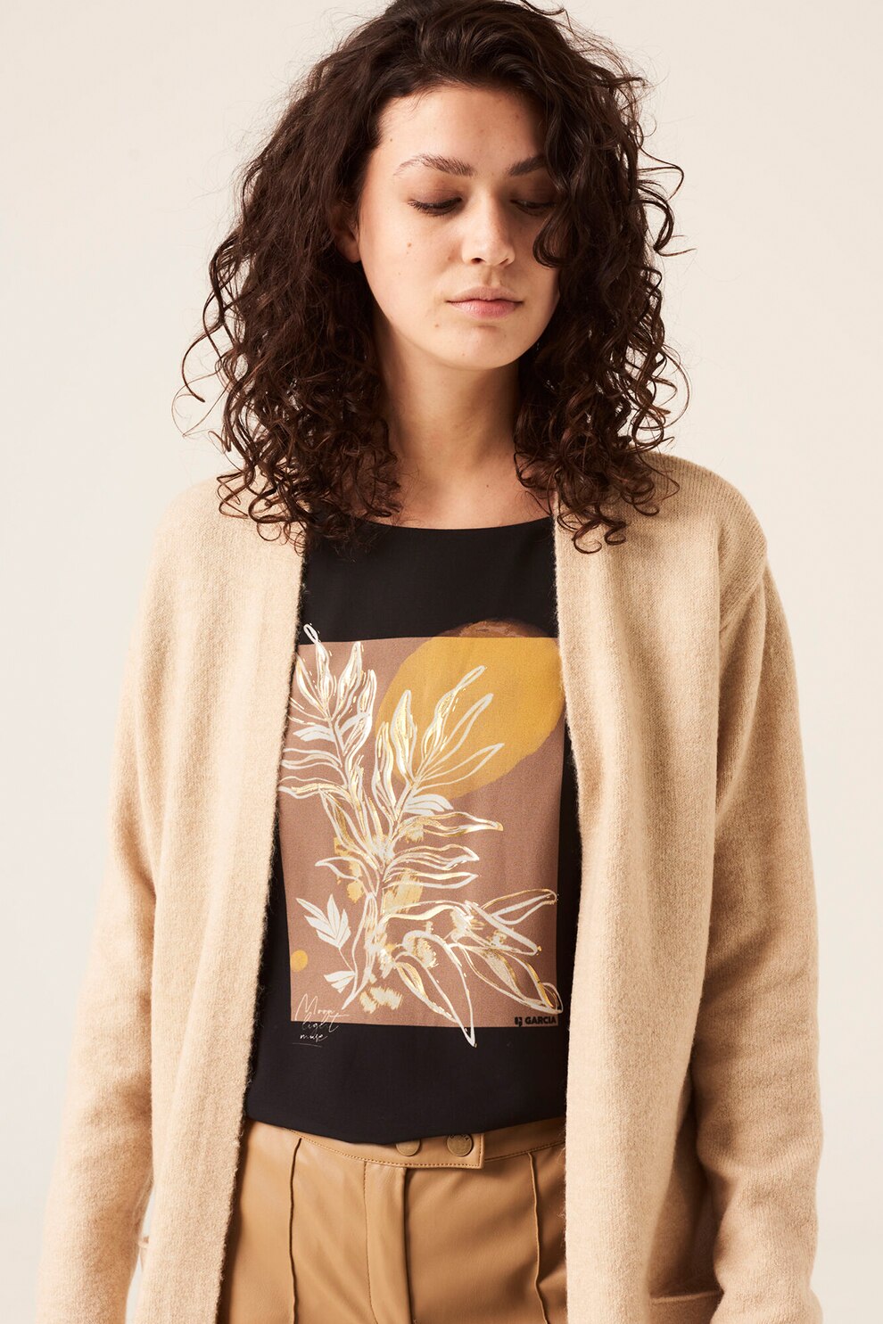 Garcia, Cardigan tricotat fin cu buzunare aplicate, Alb fildes