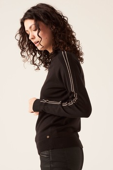 Garcia, Pulover cu detalii laterale contrastante, Negru Garcia, Pulover cu detalii laterale contrastante, Negru