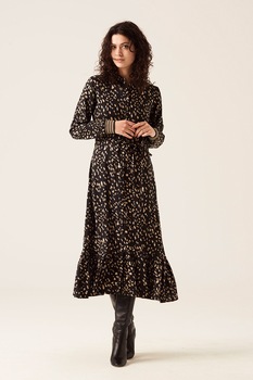 Garcia, Rochie midi cu animal print, Negru/Crem Garcia, Rochie midi cu animal print, Negru/Crem