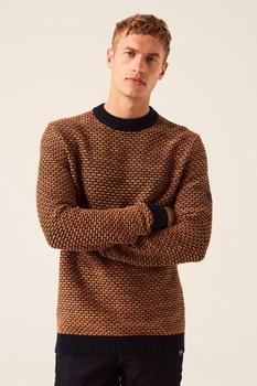 Garcia, Pulover cu decolteu la baza gatului si margini contrastante, Negru/Maro Garcia, Pulover cu decolteu la baza gatului si margini contrastante, Negru/Maro