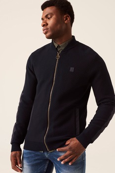 Garcia, Bluza sport cu fermoar si insertii contrastante, Bleumarin, M Garcia, Bluza sport cu fermoar si insertii contrastante, Bleumarin, M