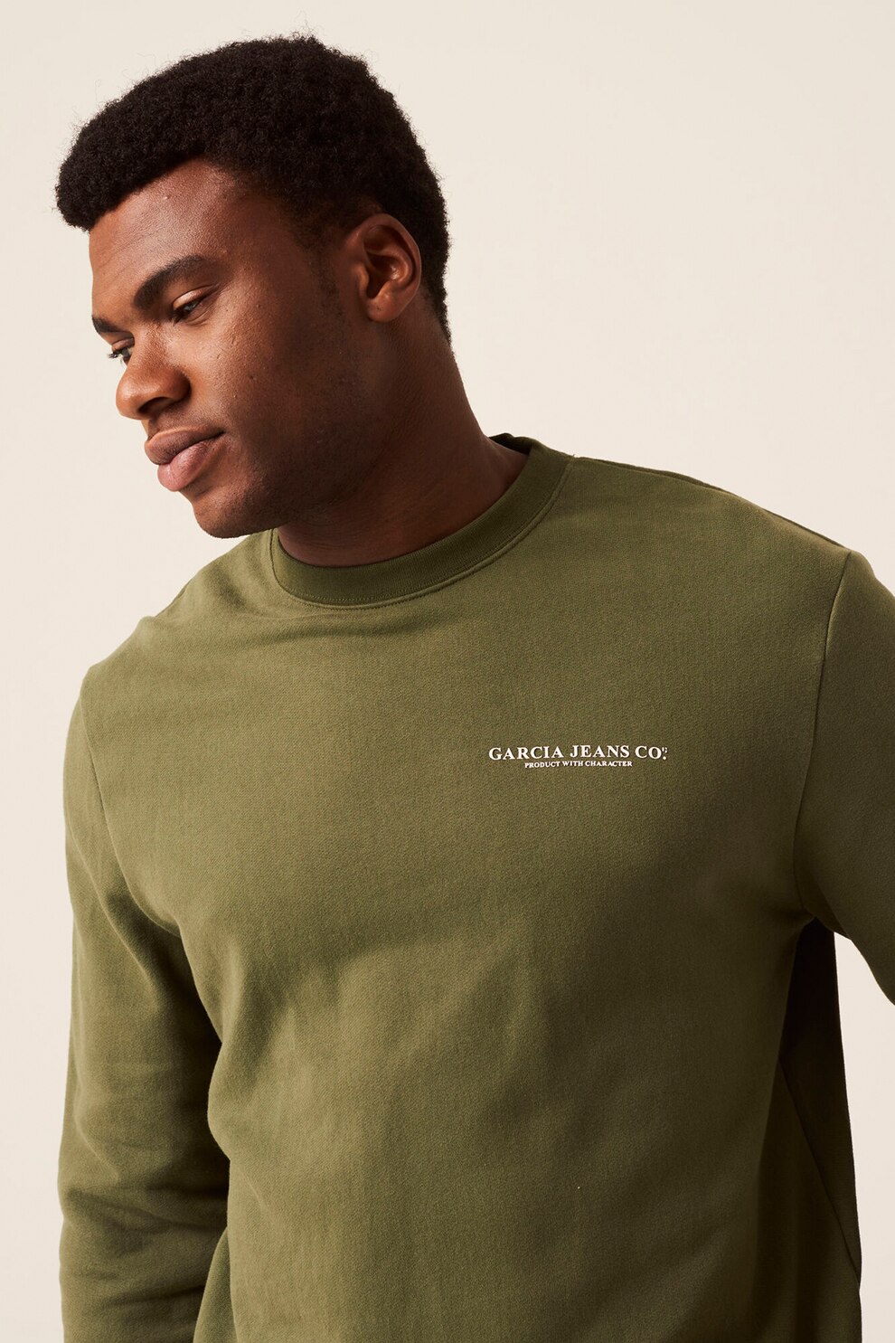Garcia, Bluza sport cu decolteu la baza gatului, Verde militar