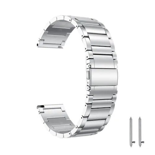 Curea metalica compatibila Huawei Watch GT 2 46mm, OLOEY, telescoape Quick Release, 22mm, Silver
