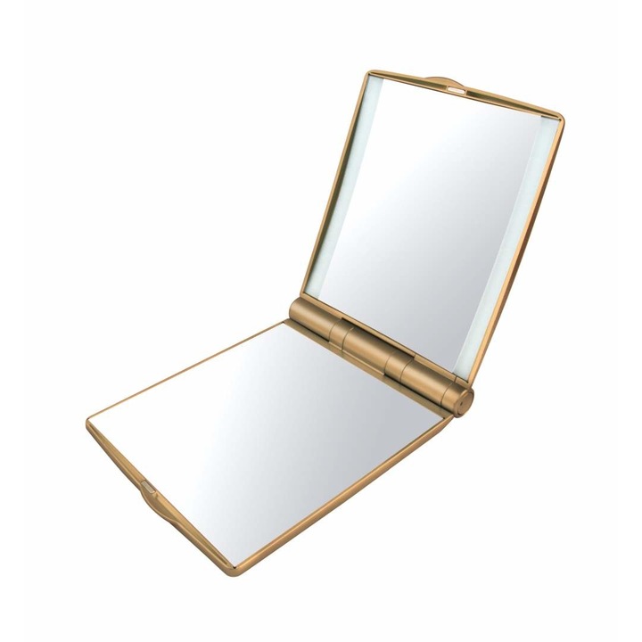 Козметично огледало Camry за дамска чанта,с LED осветление, 3x уголемяване,орнамент Сваровски, златен цвят