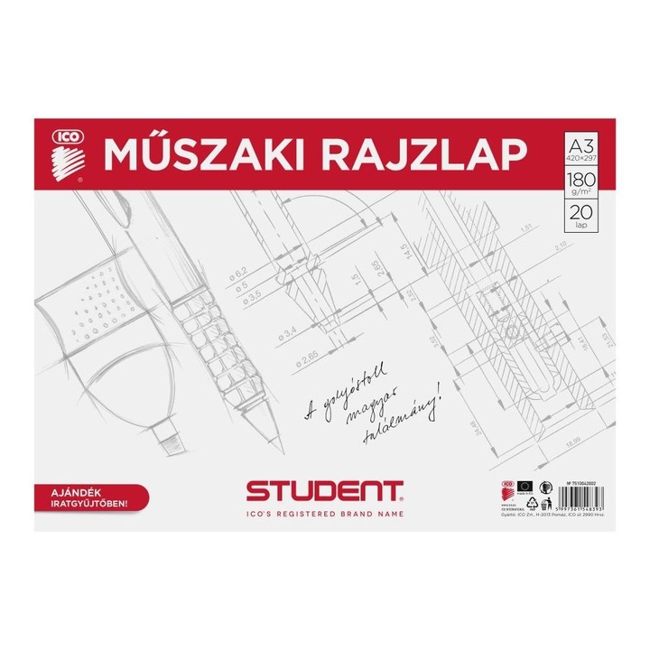 ICO Student Műszaki A3 rajzlap, 20 lap