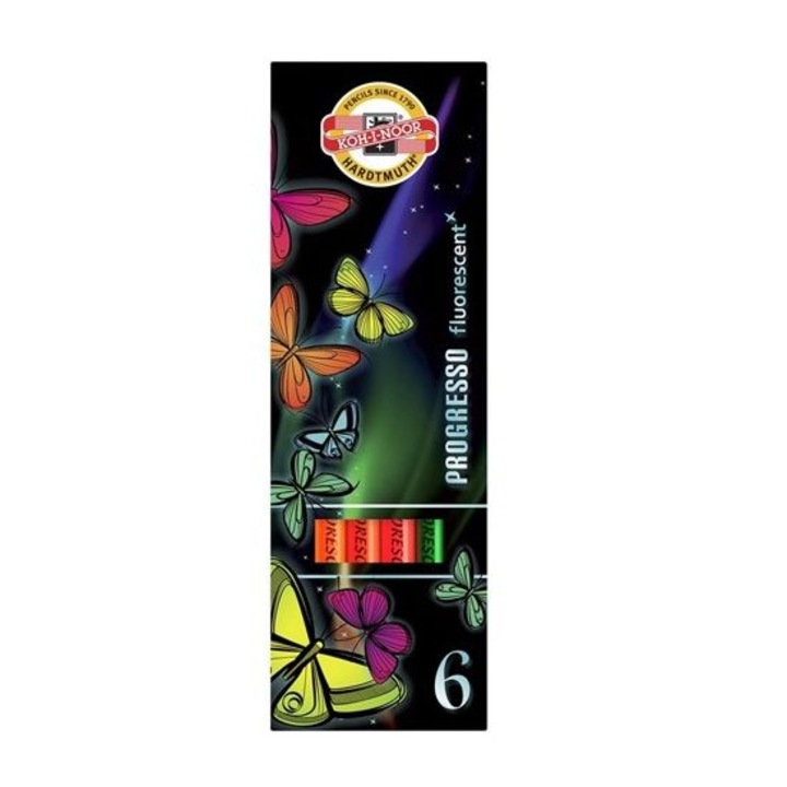 Koh-I-Noor 8741 Progresso Neon henger alakú 6 db-os vegyes színű színes ceruza