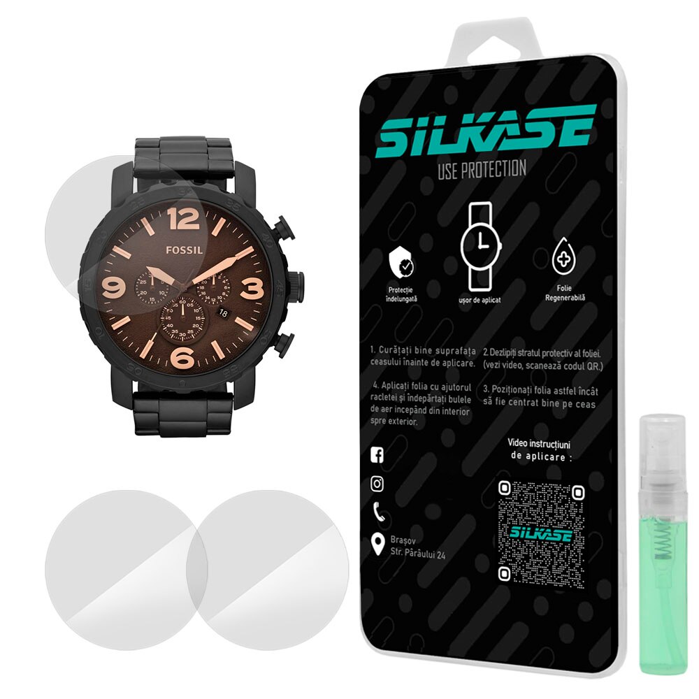 Set 3 folii SILKASE pentru Fossil JR1356, silicon, regenerabil,  Full-display - eMAG.ro