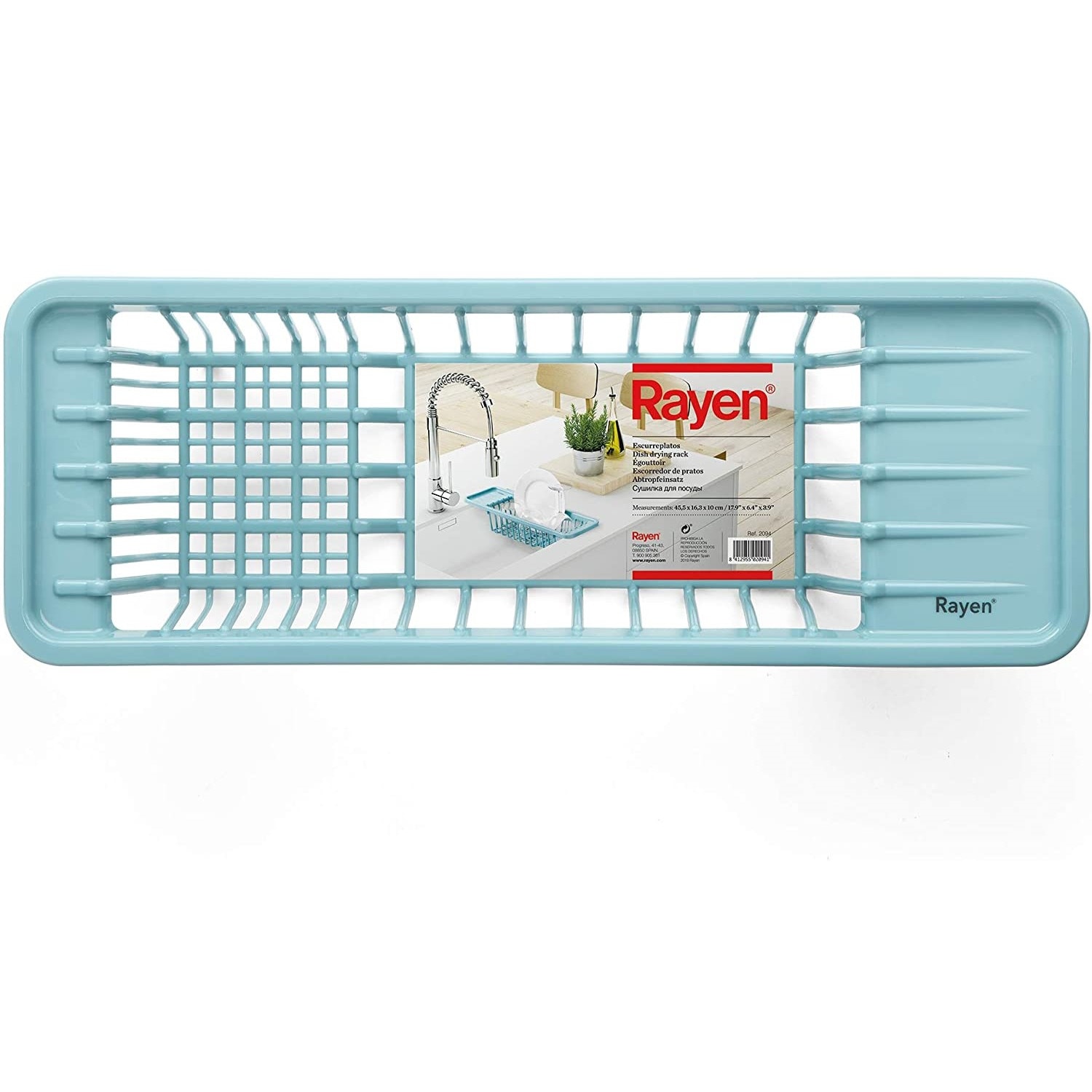 Uscator vase chiuveta, Rayen, plastic, turcoaz, 45,5 x 16,3 x 10 cm