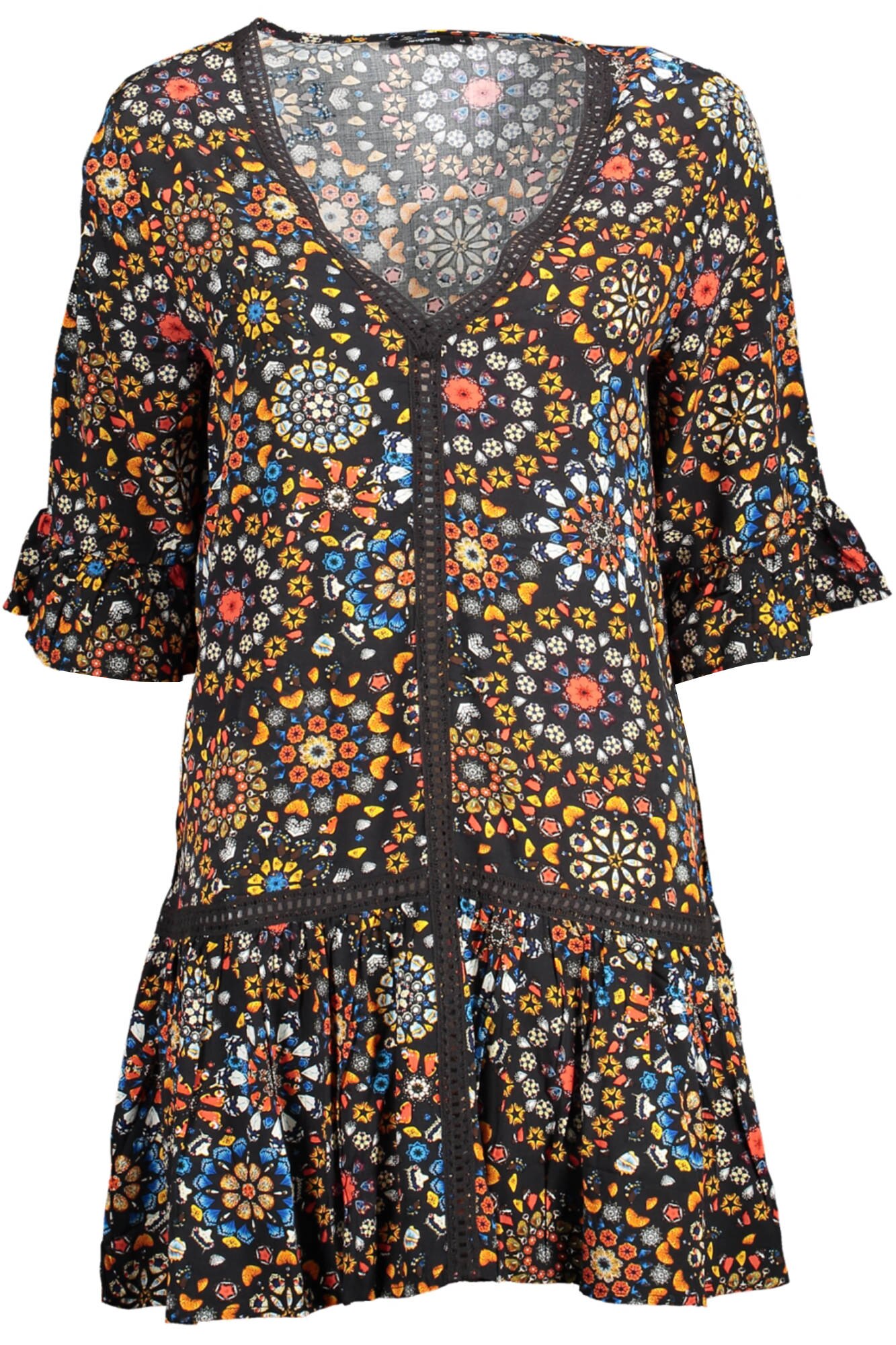 Rochie, Desigual, Negru, Floral, Negru, XL