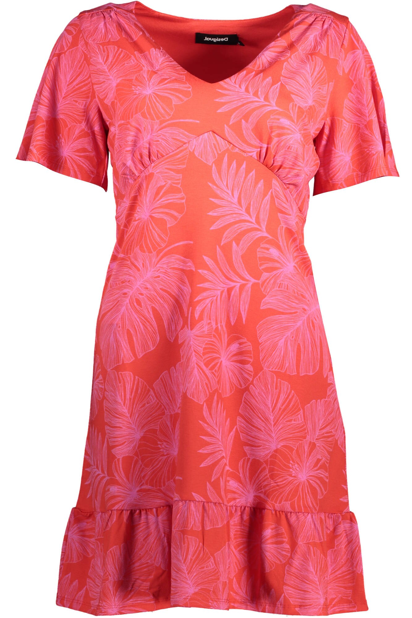 Rochie, Desigual, Rosu, Floral, Cambrata, L