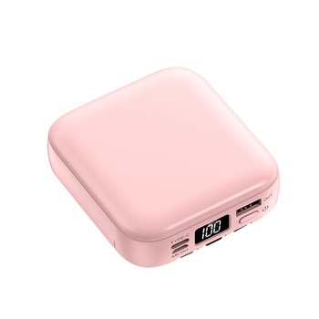 Mini baterie externa, 10000mAh, Cablu incorporat, Oglinda machiaj, Compatibil Android/iOS, Roz Mini baterie externa, 10000mAh, Cablu incorporat, Oglinda machiaj, Compatibil Android/iOS, Roz