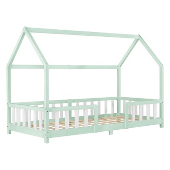 Pat copii Sisimiut MW200, en.casa, 207 x 96 x 140 cm, 100 Kg, lemn de brad/furnir, verde/alb Pat copii Sisimiut MW200, en.casa, 207 x 96 x 140 cm, 100 Kg, lemn de brad/furnir, verde/alb