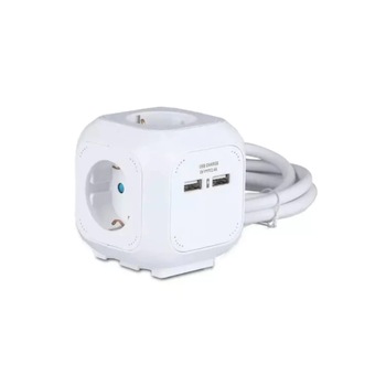Priza cubica V-Tac 8800, 4 Circuite si Mufa USB, 3G 1.55mm x 1.4m Priza cubica V-Tac 8800, 4 Circuite si Mufa USB, 3G 1.55mm x 1.4m