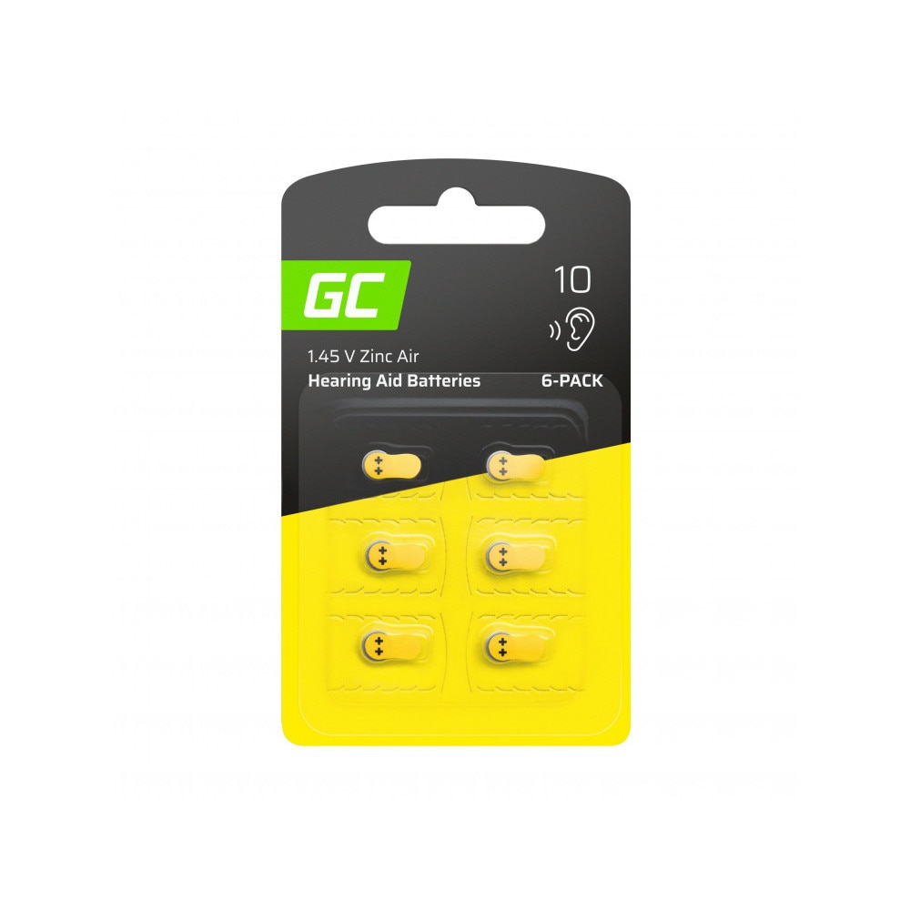 Set 6 Baterii Pentru Aparate Auditive Green Cell 10 PR70 DA10 Zinc-Aer 1.45V