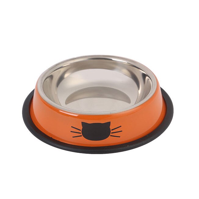 Castron inox antiderapant pentru caini, 17x5x12cm, Galben