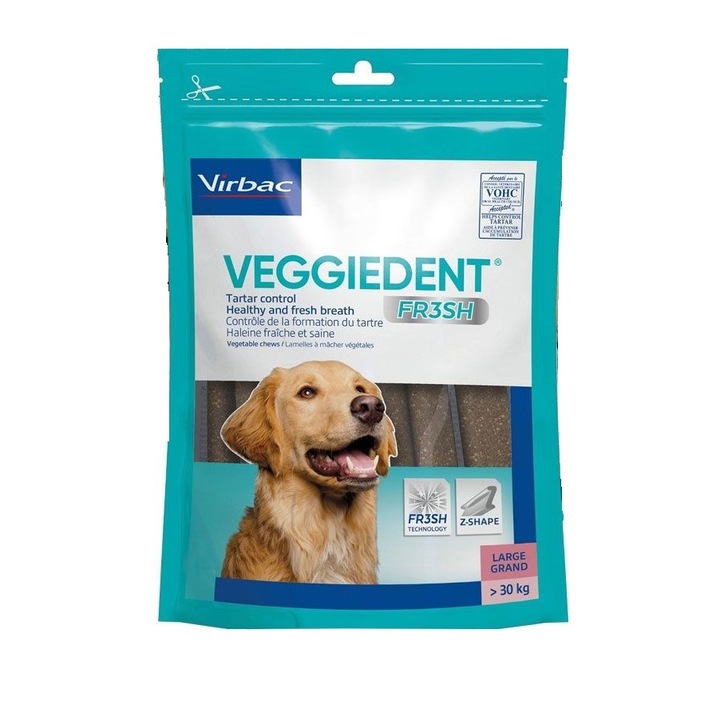 Дентално лакомство Virbac Veggiedent Fresh, за кучета над 30кг, 15бр