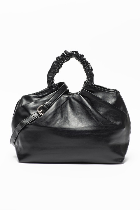 Francesca Rossi, Geanta de piele ecologica cu bareta de umar si buzunare separatoare cu fermoar, Negru