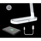 Lampa de birou LED Misha 3349, dimabila, cu intrerupator touch, USB, 7W, 400lm lumina neutra, alba+argintie, IP20, Rabalux
