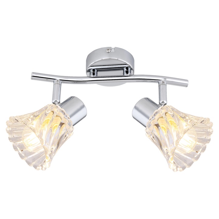 Plafoniera interior Hestia, E14 2x MAX 40W, Crom/transparent