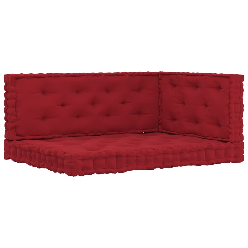 Set perne pentru podea paleti, 3 buc, rosu visiniu, bumbac 3068620