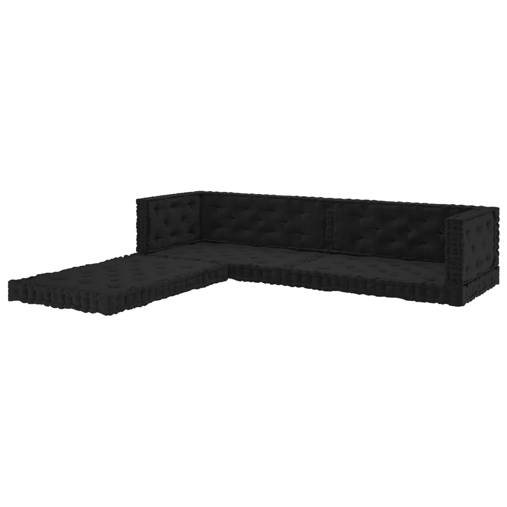 Set perne de podea pentru paleti, 7 buc, negru, bumbac 3068590