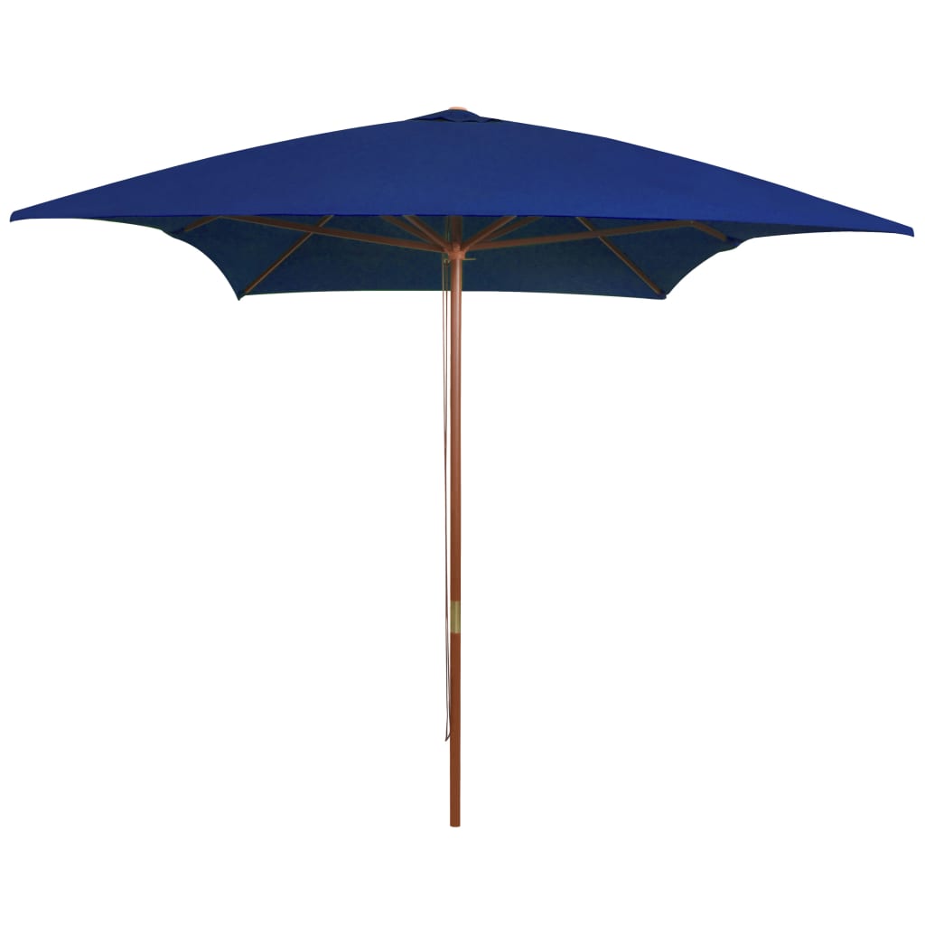 Umbrela de soare de exterior cu stalp de lemn vidaXL, 200 x 300 x 250 cm, Albastru