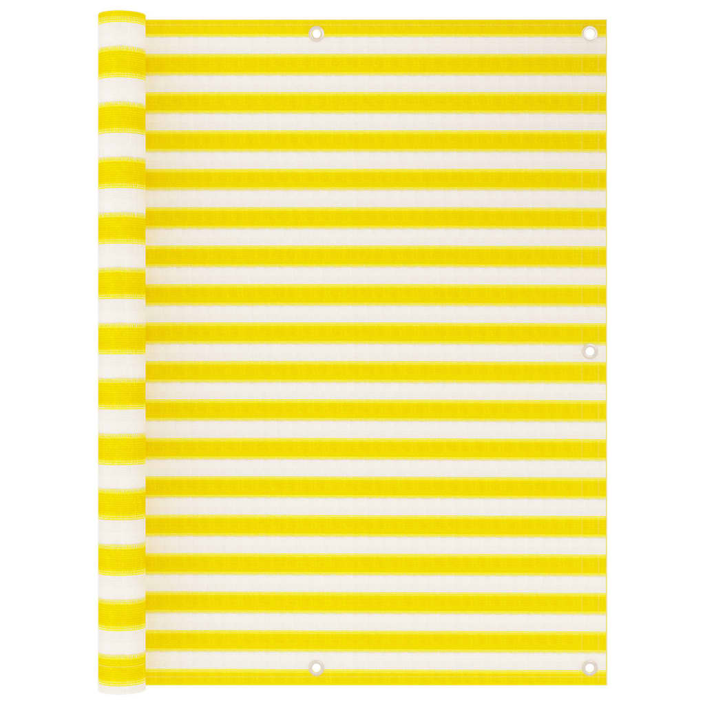 Paravan de balcon vidaXL, Polietilena, 120 x 400 cm, Galben/Alb