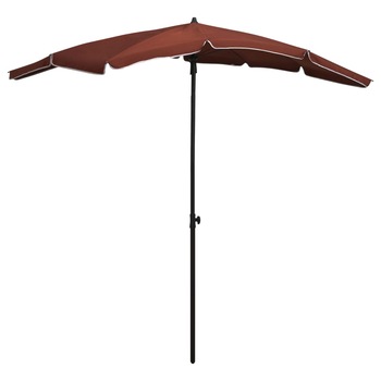 Umbrela de gradina cu stalp din otel vidaXL, Poliester, 200 x 130 x 234 cm, Caramiziu