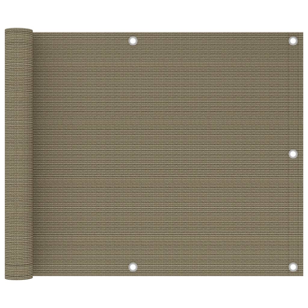 Paravan de balcon rezistent la raze UV vidaXL, Polietilena, 75 x 500 cm, Taupe