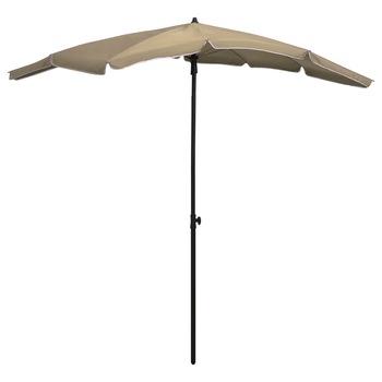 Umbrela de gradina cu stalp din otel vidaXL, Poliester, 200 x 130 x 234 cm, Taupe