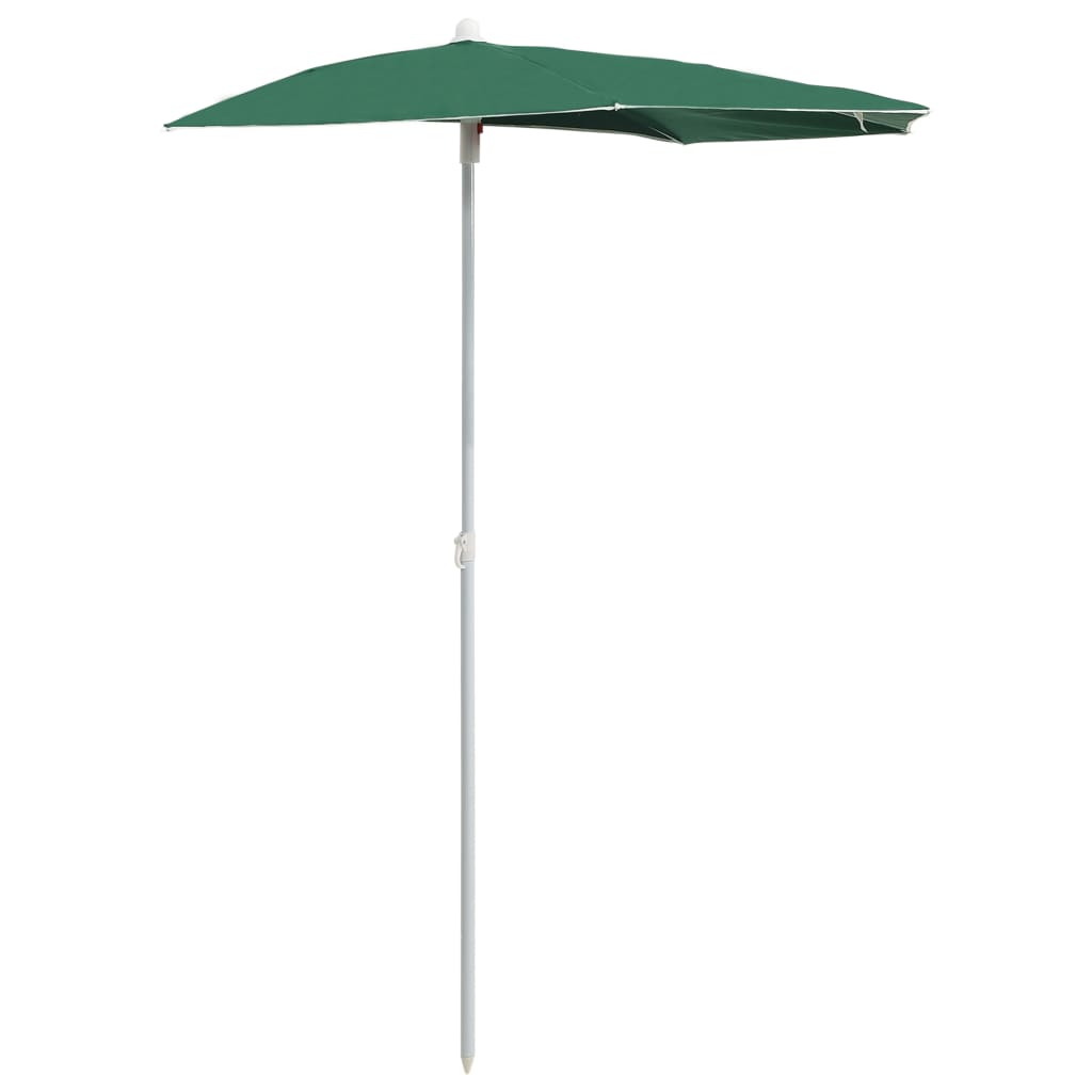Umbrela de soare semirotunda pentru gradina cu stalp vidaXL, 180 x 90 x 195 cm, Verde