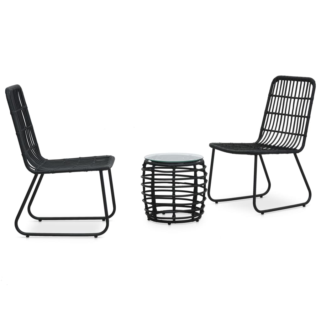Mobila bistro vidaXL, Ratan, 66,5 x 53,5 x 90 cm Negru