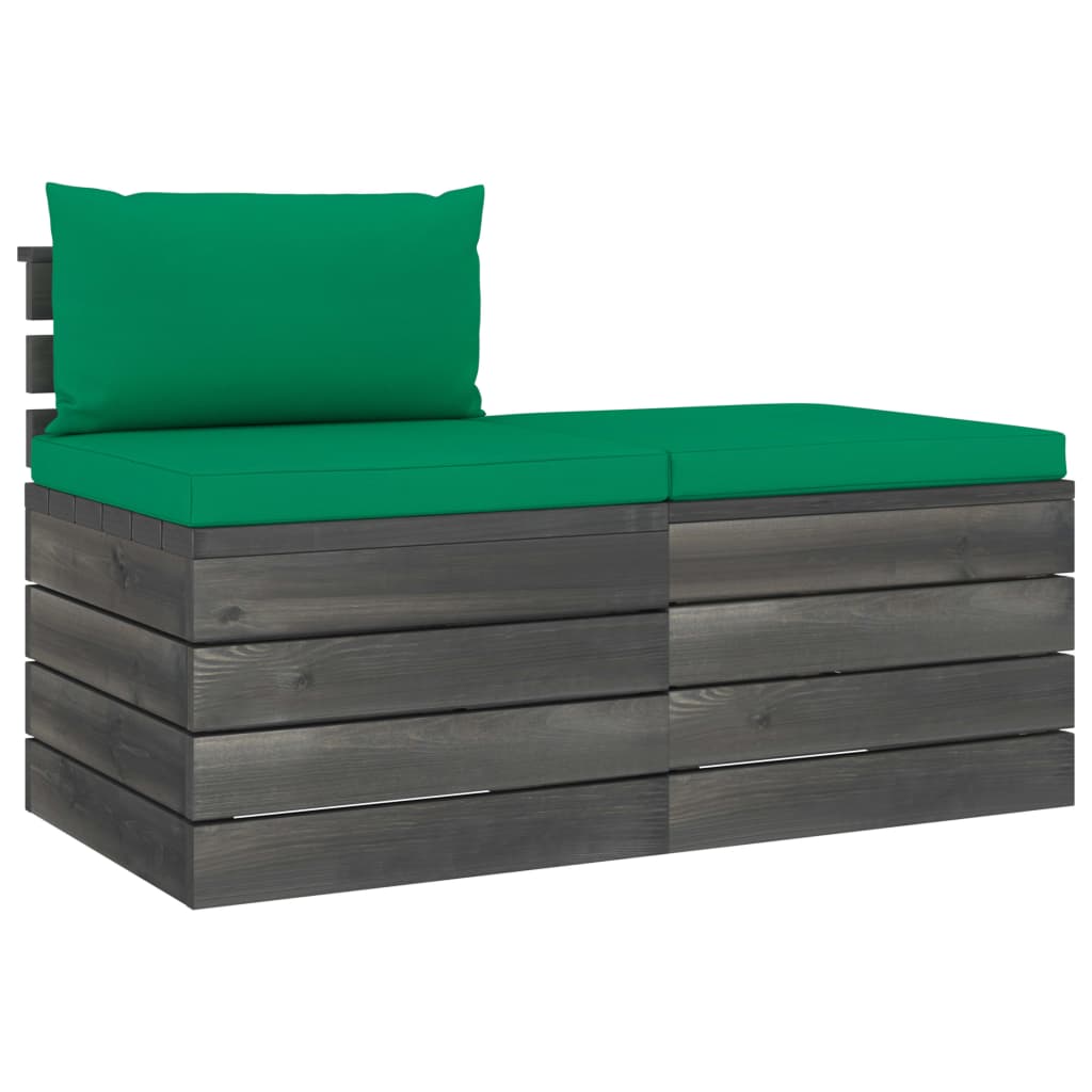 Set mobilier de gradina cu 1 taburet si 1 canapea cu perne, vidaXL, Lemn, 60 x 65 x 71.5 cm, Verde
