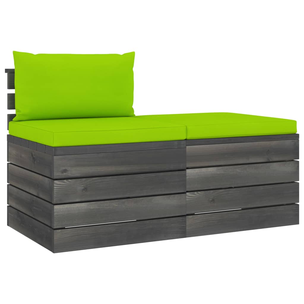 Set mobilier de gradina cu 1 taburet si 1 canapea cu perne, vidaXL, Lemn, 60 x 65 x 71.5 cm, Verde deschis