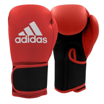 Manusi box, ADIDAS, Hybrid 25, piele sintetica, prindere velcro, rosu/negru, marimea 10 oz Manusi box, ADIDAS, Hybrid 25, piele sintetica, prindere velcro, rosu/negru, marimea 10 oz